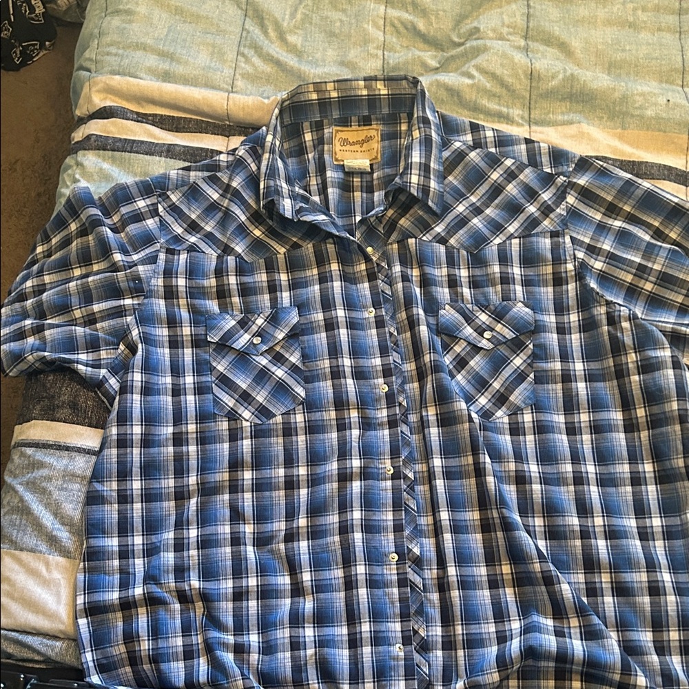 Wrangler Men's Casual Blue Checkered Shirt